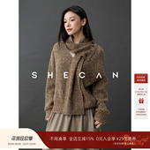 SHECAN 上衣 女秋冬围脖款 星光闪烁 新年松弛感花纱绵羊毛针织衫