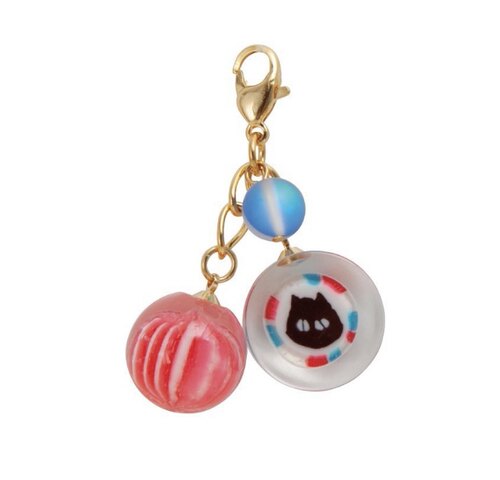 日本Nanaco plus+ real candy黑猫草莓小球拉链扣