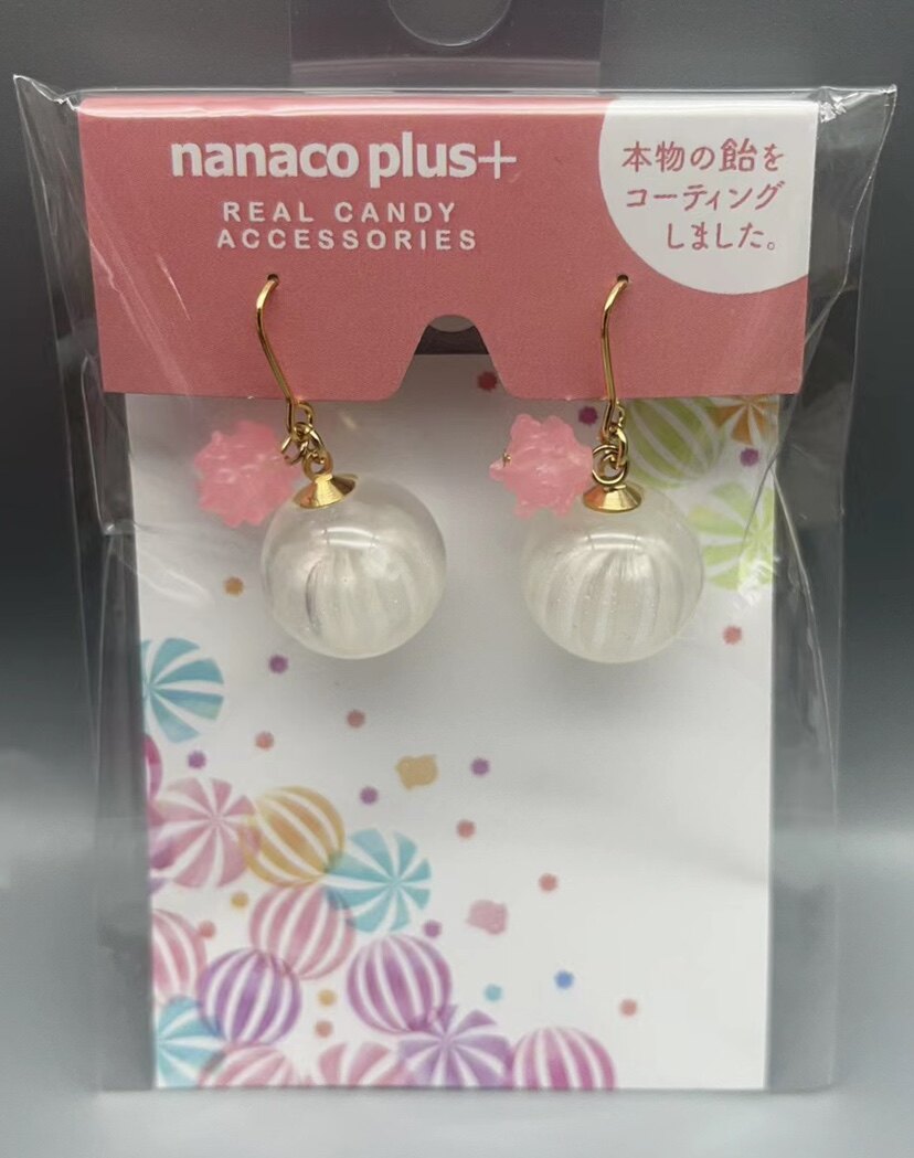 日本Nanaco plus+ real candy酸奶小球粉色金平糖耳钩