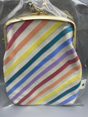 日本Ayanokoji白色底彩色条纹多功能收纳口金包