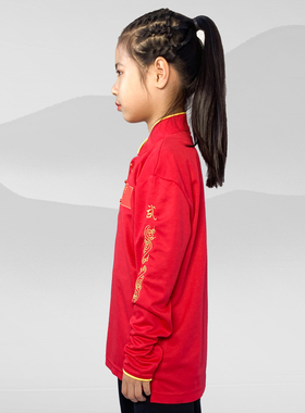 中式立领儿童武术服表演长袖男女太极训练服成人练功服教练服定制