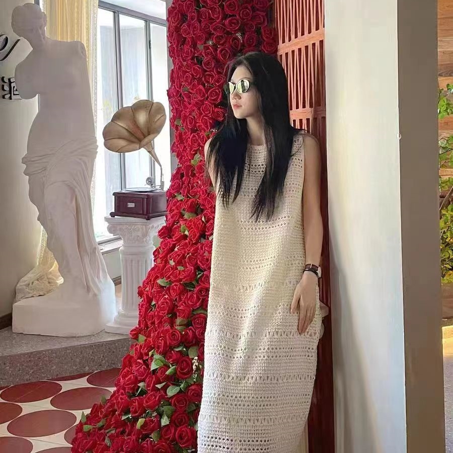 新款棉赫本风流苏长裙