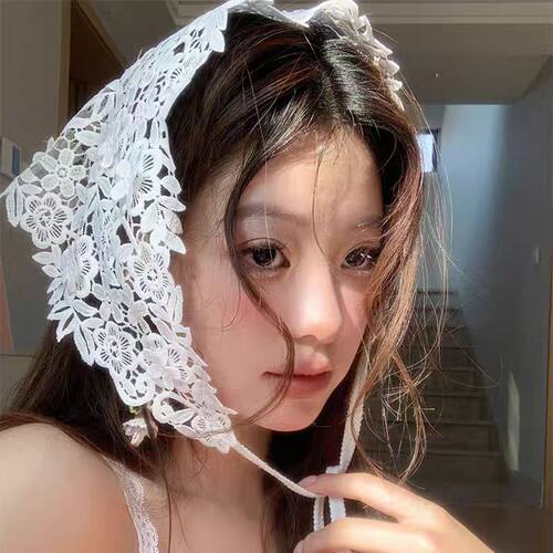 夏季薄款镂空蕾丝多巴胺束发带