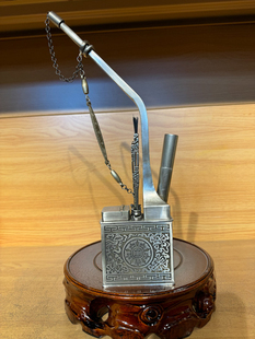 原版苏工镶嵌四扇屏仿古老式纯铜水烟袋水烟壶白铜水烟袋27cm