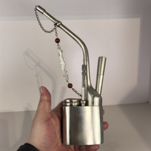 复古白铜水烟袋素面壶高26㎝重量1.5斤水烟壶