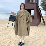 已出大货2025春季新款蝙蝠袖风衣浙宝300/2519/P195控278，女装风衣，郎佰婉