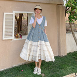 大货24夏新款蕾丝拼接背带裙浙宝300/2802/P135控198一套165控228，女装连衣裙，郎佰婉