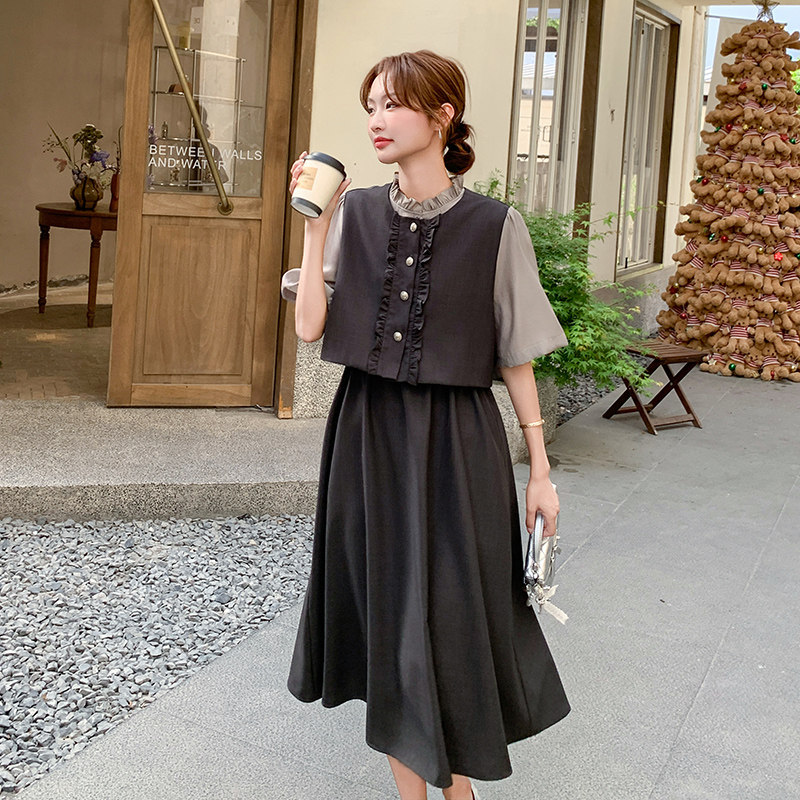 已出大货2025夏季新款假两件连衣裙浙宝300/5228/P165控238,女装连衣裙,郎佰婉