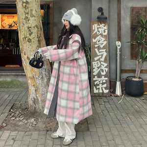 现货2025冬季新款撞色拼接格纹大衣浙宝300/8931/P205控288
