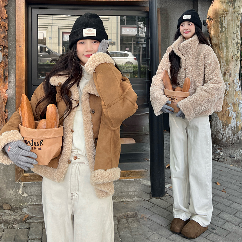 现货2025冬季新款两面穿皮毛一体外套浙宝300/8928/P195控288，女装短外套，郎佰婉