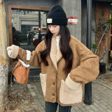 现货2025冬季新款两面穿皮毛一体外套浙宝300/8925/P205控298，女装短外套，郎佰婉