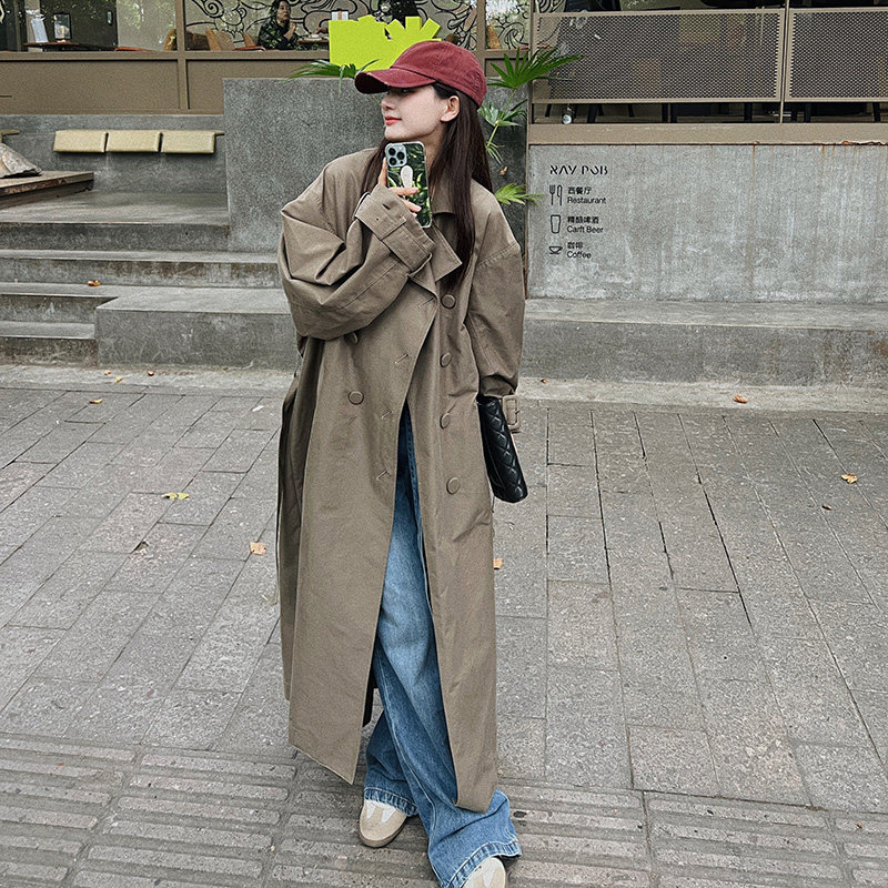 现货2025秋季新款双排扣长款风衣浙宝300/5013/P155控218,女装风衣,郎佰婉