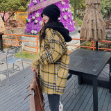 现货2025冬季新款撞色连帽格纹大衣浙宝300/8853/P175控258，女装毛呢外套，郎佰婉