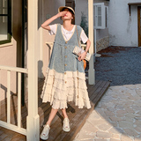 大货24夏新款蕾丝拼接背带裙浙宝300/2802/P135控198一套165控228，女装连衣裙，郎佰婉