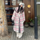 现货2025冬季新款撞色拼接格纹大衣浙宝300/8931/P205控288，女装毛呢外套，郎佰婉