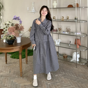 现货 2025秋季新款黑白格子连衣裙浙宝300/267/P135控218图片