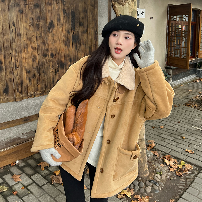 现货2025冬季新款时尚保暖皮毛一体外套浙宝300/8926/P185控278，女装短外套，郎佰婉