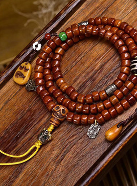 藏传回流牦牛骨108颗佛珠手链