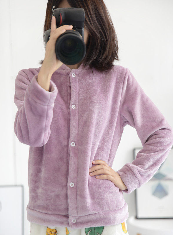 女士春秋冬季法兰绒单件家居服上衣外套珊瑚绒睡衣纯色开衫棒球服,女士内衣/男士内衣/家居服,睡衣上装,淘宝优惠券,粉丝福利购,淘宝优惠卷