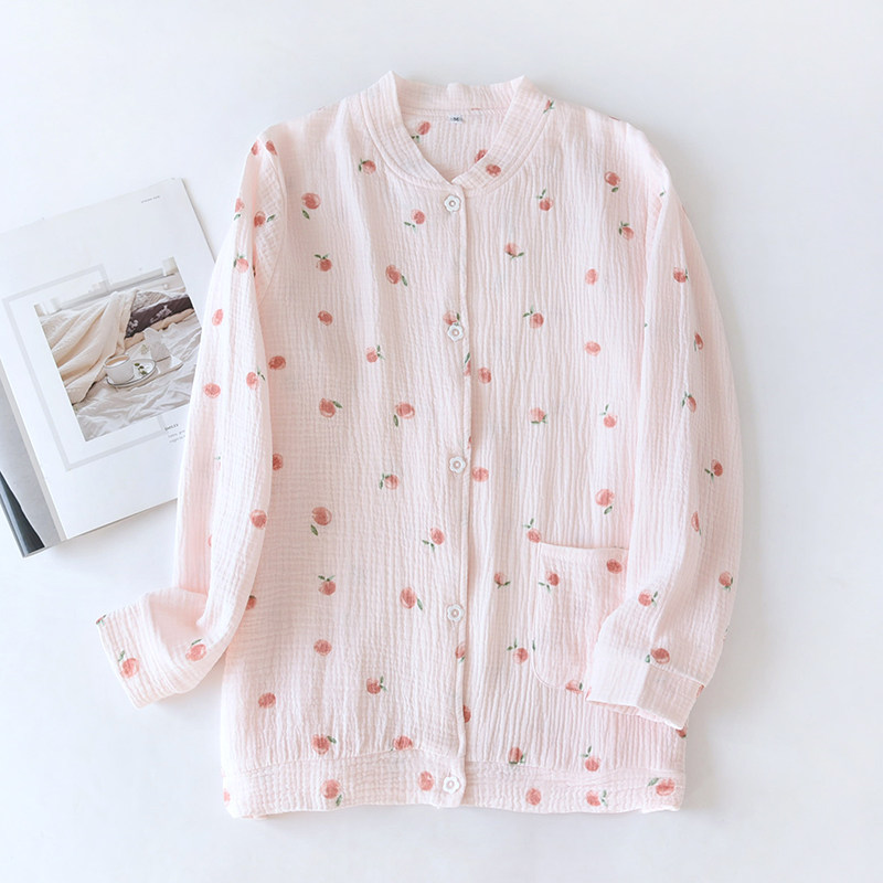 春夏薄款单件长袖上衣女夏天双层纱布圆领全棉麻家居服可外穿开衫,女士内衣/男士内衣/家居服,睡衣上装,淘宝优惠券,粉丝福利购,淘宝优惠卷