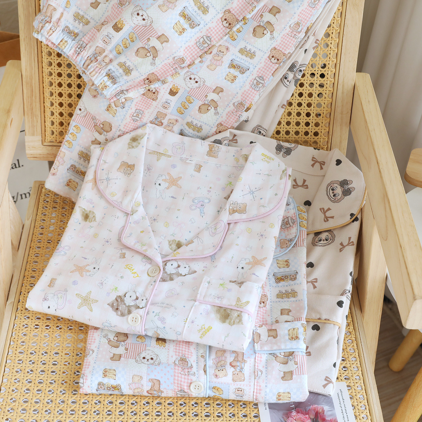 纯棉磨毛~女款春秋冬季翻领长袖长裤套装卡通拉布小熊女全棉睡衣,女士内衣/男士内衣/家居服,睡衣/家居服套装,淘宝优惠券,粉丝福利购,淘宝优惠卷