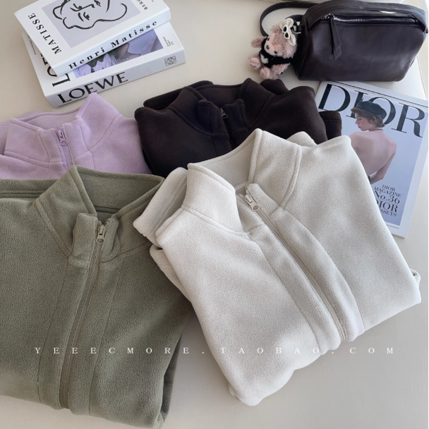 牛乳酥糖~万粒绒加厚保暖蓄热立领外套锁温小个子叠穿外套卫衣女