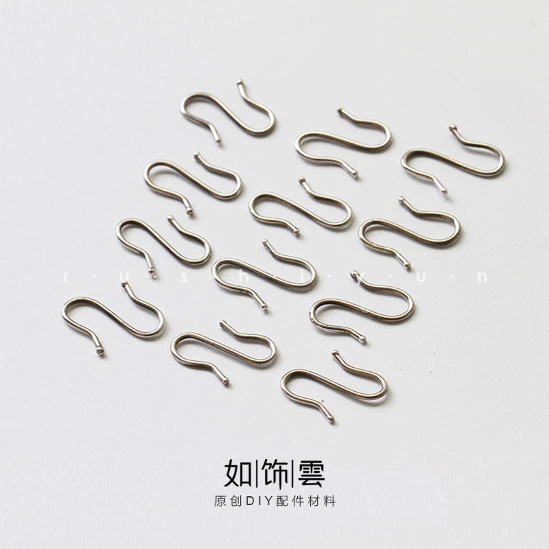 如饰 纯手工S勾 925银做旧复古挂钩链结勾挂件银链手链diy配饰 JG