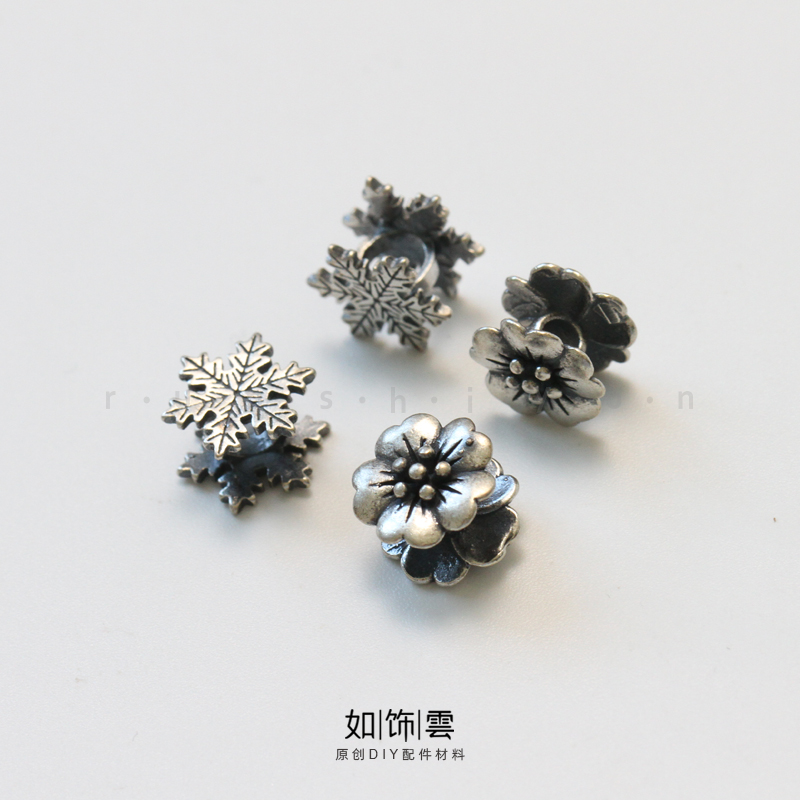 925纯银雪花大孔隔珠手串珠串