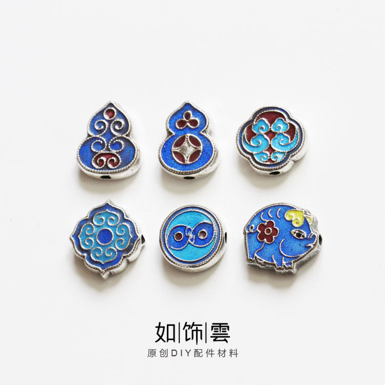 925银烧蓝如意花丝葫芦背云手串