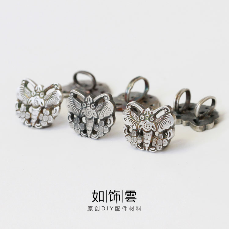 纯银蝴蝶银扣旗袍扣袖扣手串