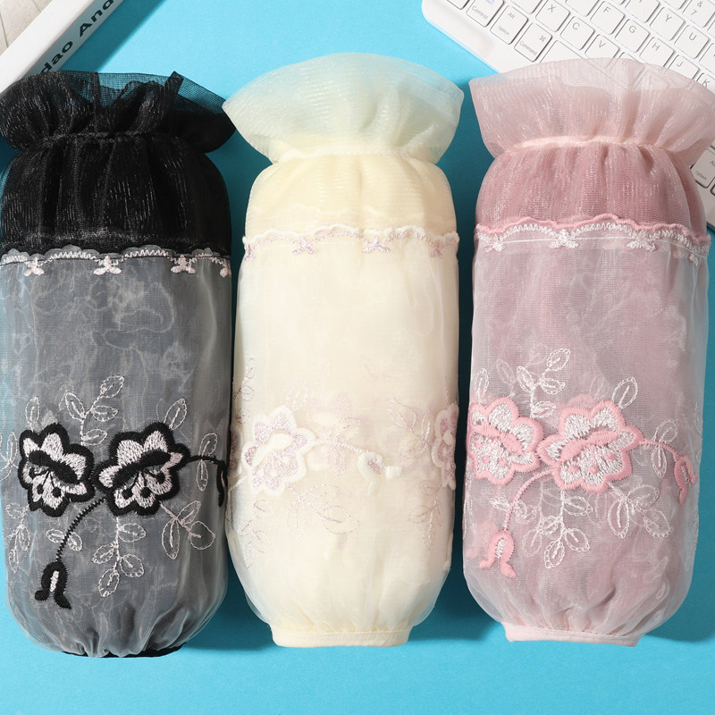 蕾丝袖套长款女士秋冬季新款双层防脏护袖办公室上班专用套袖学生