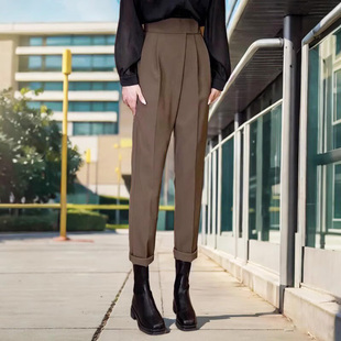 高腰哈伦裤女春秋2025新款爆款小脚裤黑色小个子魔术贴西裤萝卜裤