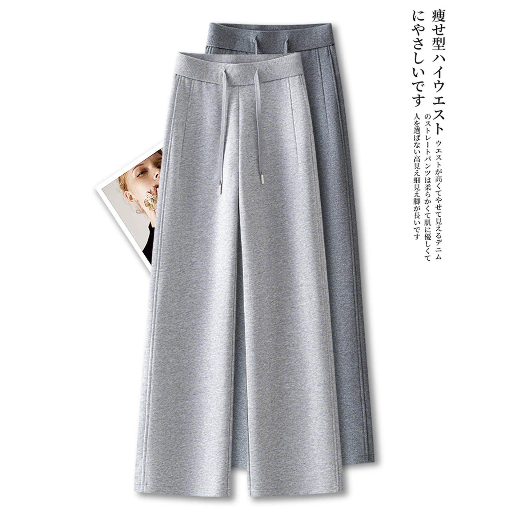 窄版直筒休闲运动裤女2026早春新款松紧腰宽松垂坠感百搭阔腿裤子