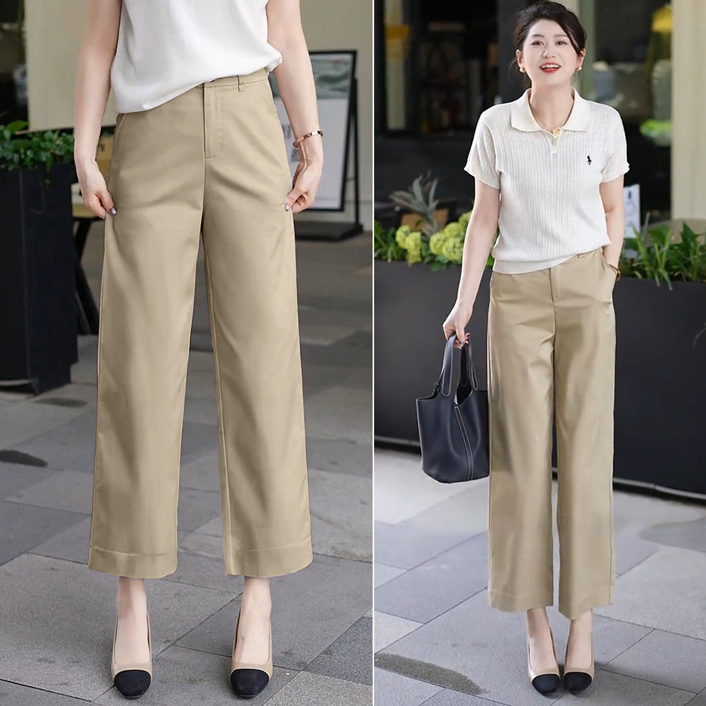 休闲 裤夏天裤子女2025新款夏季薄款直筒裤宽松九分裤小个子西装