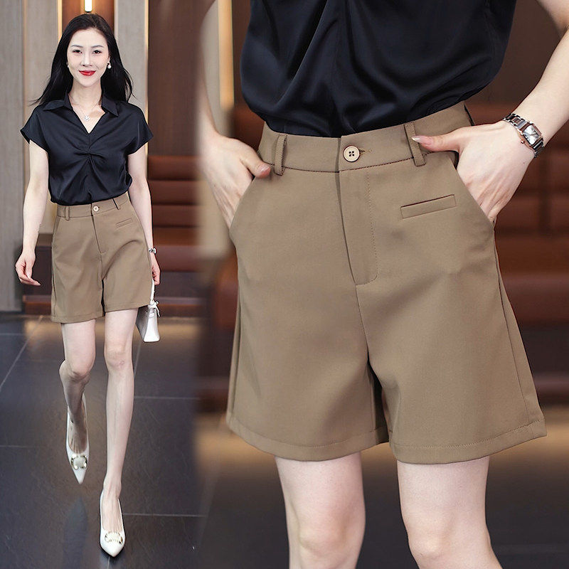西装短裤女士2025年夏季新款高腰薄款直筒五分裤宽松休闲a字裤子