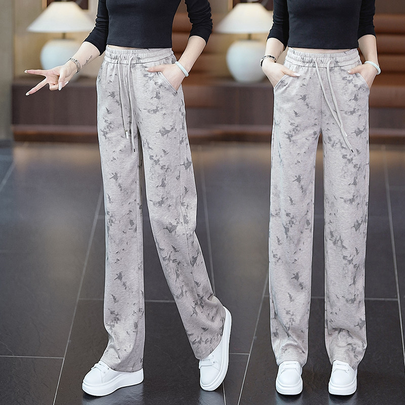 扎染窄版香蕉阔腿裤女2025春秋新款高腰显瘦宽松垂感休闲直筒裤子,女装/女士精品,大码裤装,淘宝优惠券,粉丝福利购,淘宝优惠卷