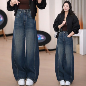 窄版弯刀牛仔裤女春秋季2