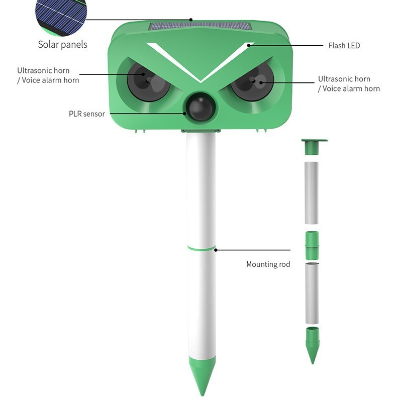 跨境新品超声波驱猫器 户外太阳能动物驱赶器 多功能驱鸟器驱鼠器