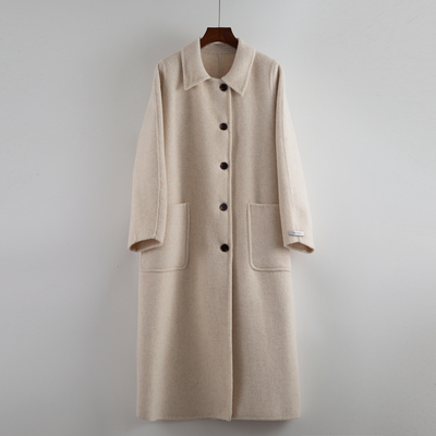 高端手缝双面绒大衣女长款