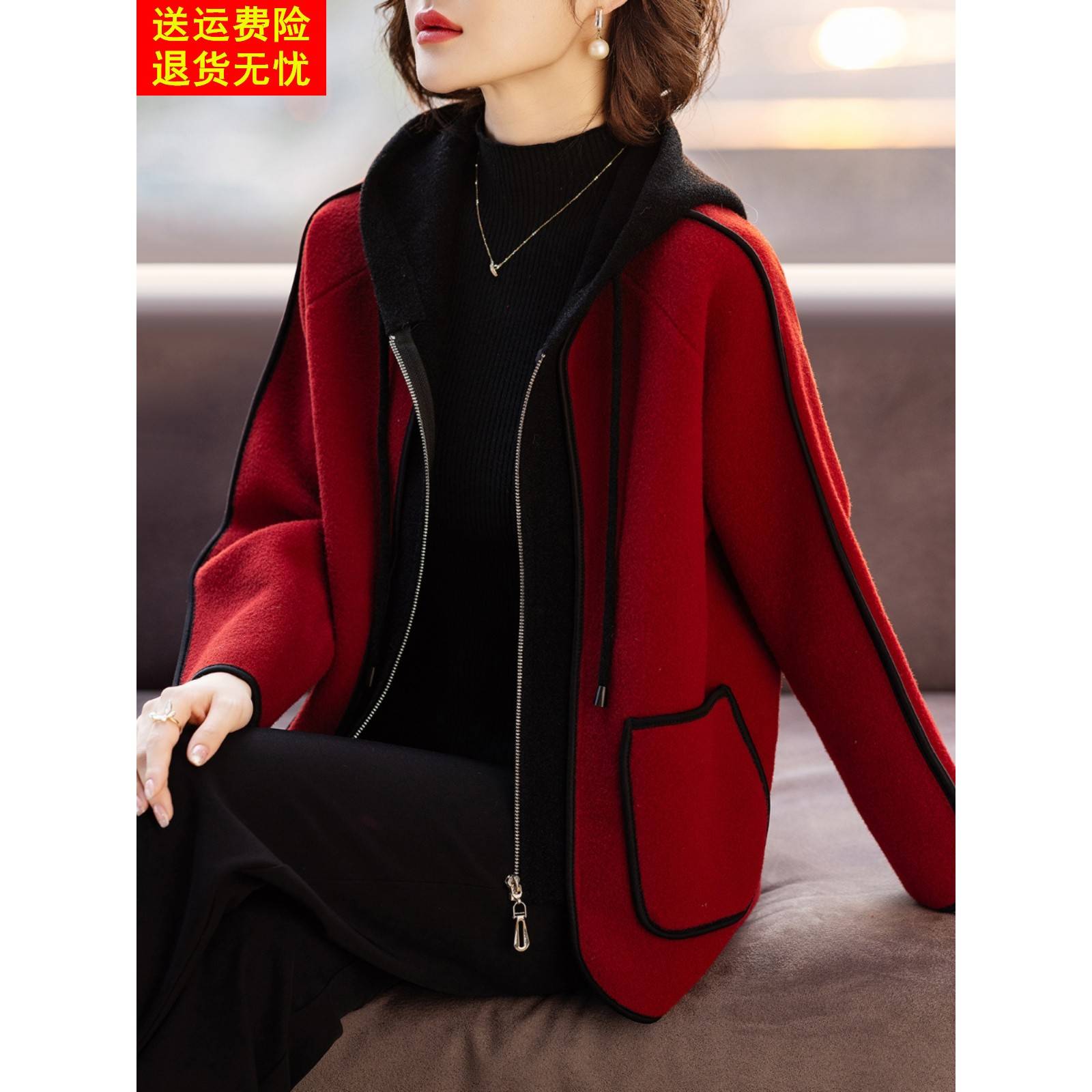 妈妈秋装外套洋气本命年红色过年衣服婆婆春秋中老年人女2025新款