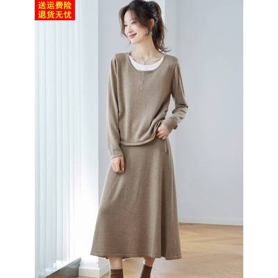 2025秋季新款高级感气质两件套装上衣半身裙时尚针织连衣裙套装女