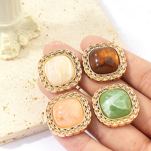 高档纽扣羊绒大衣风衣女扣高端时尚精致绿色棕色方形装饰上衣扣子