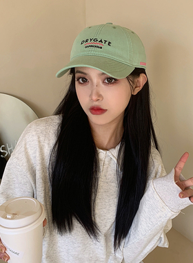 新款薄荷绿棒球帽女春夏韩版百搭情侣软顶字母鸭舌帽复古帽子男潮