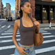 gusty高街辣妹风潮牌百搭工字背心美式 运动弹力内搭吊带ins风上衣