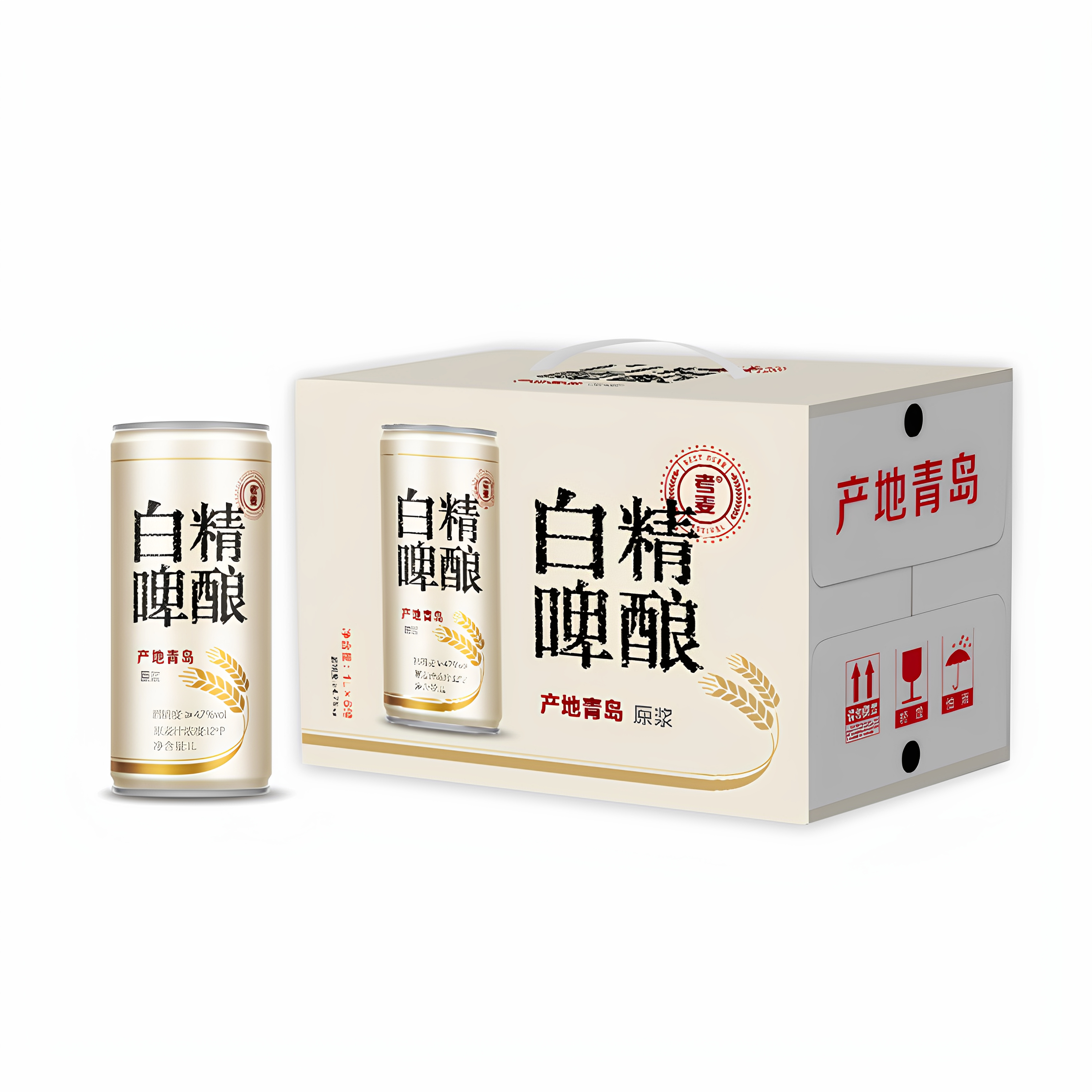 青岛特产原浆啤酒精酿原浆啤酒1升小麦白啤酒易拉罐装整箱高浓度