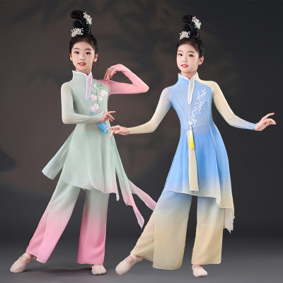 儿童古典舞艺考国风表演服新款扇子舞淡妆浓抹少儿剧目舞蹈演出服