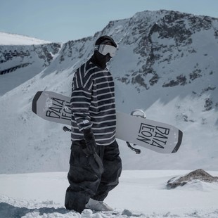 雪否滑雪卫衣男女黑条纹单板滑雪服双板宽松加绒保暖室内滑雪上衣