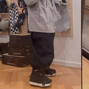 黑色单板滑雪裤雪否防水防风潮款宽松版oversize平价雪裤