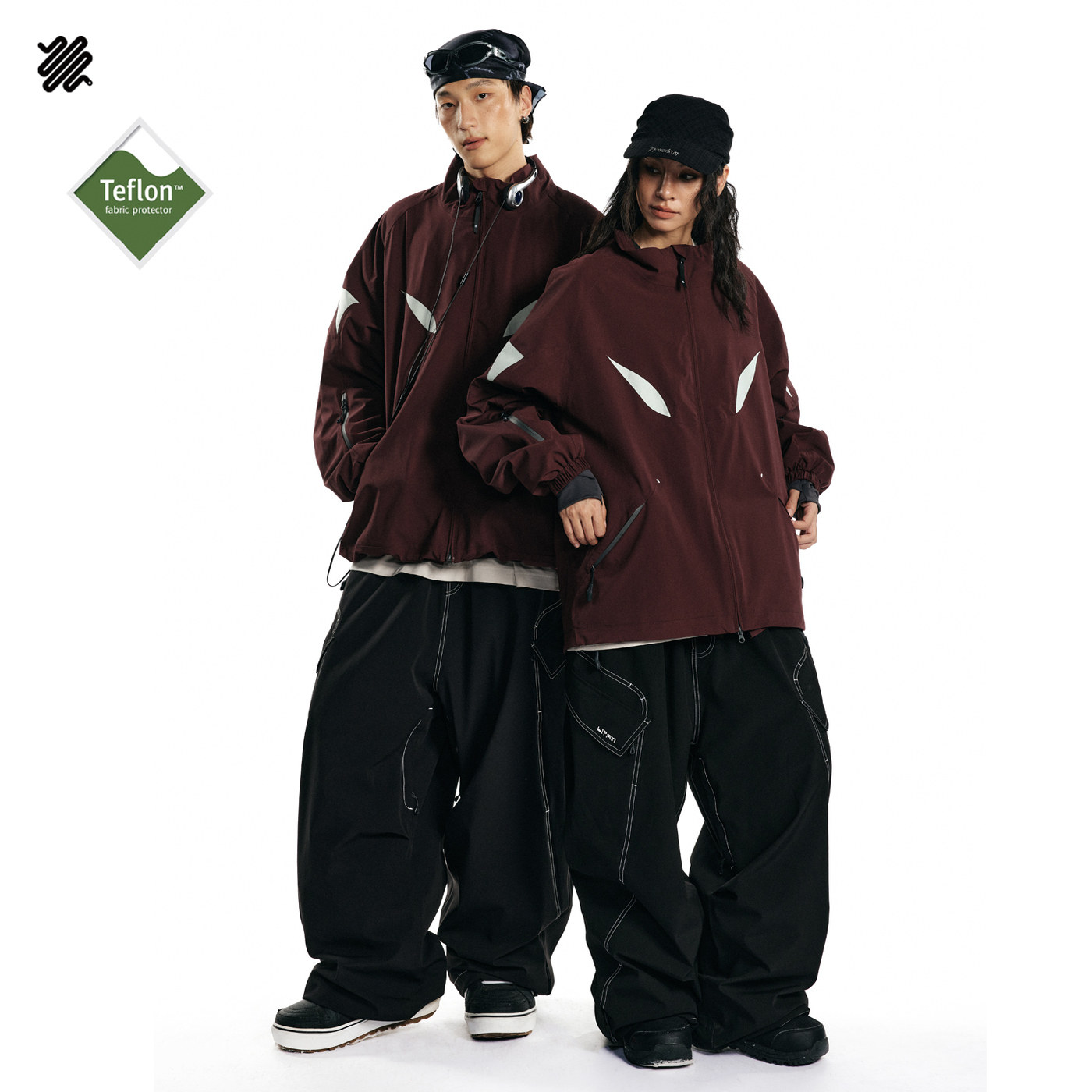 LITAN 滑雪服男女款宽松户外夹克冲锋衣雪服防风上衣红色滑雪外套