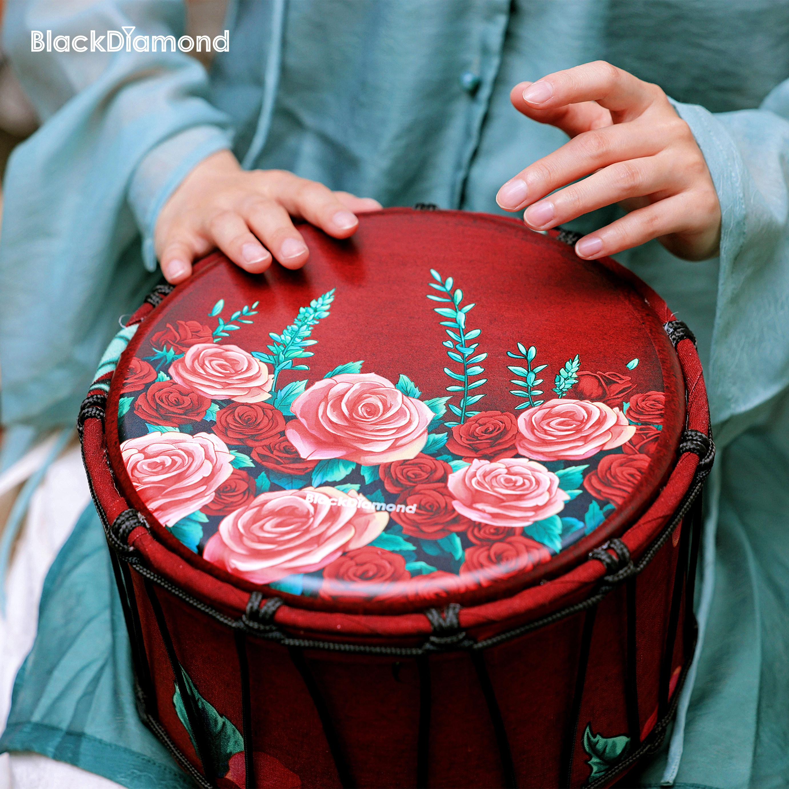 乐僮节奏成人初学推荐【10寸红玫瑰】手鼓纤维皮轻便零基础入门